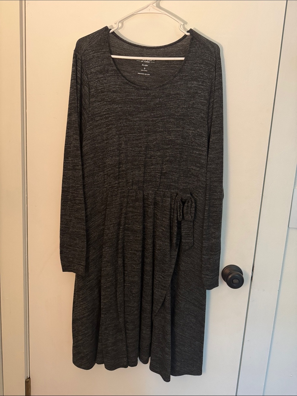 torrid Charcoal Gray Long Sleeve Knit Dress with Side Tie